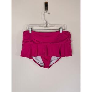 Lands’ End Skirted Bikini Bottom Size 14 Pink Swim Skort Brief Beach Pool